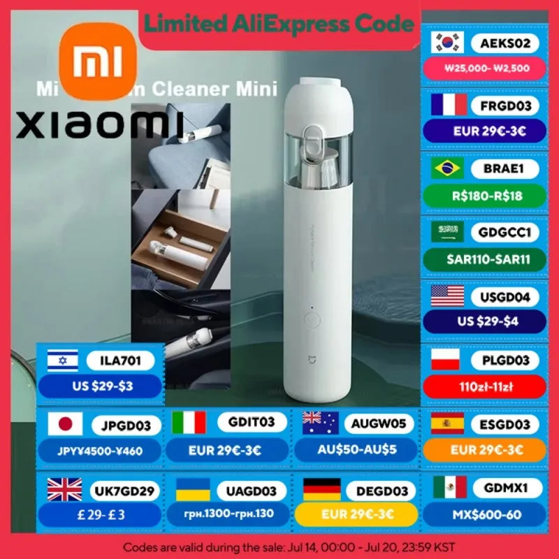 MIJIA Handheld Wireless Vacuum Cleaner,13Kpa Suction,For Home Car Cordless Portable Vacuum Cleaner,Max Battery Life 30Min